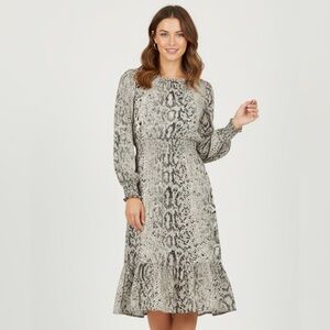 J. Crew Factory Black and Cream Midi Dress